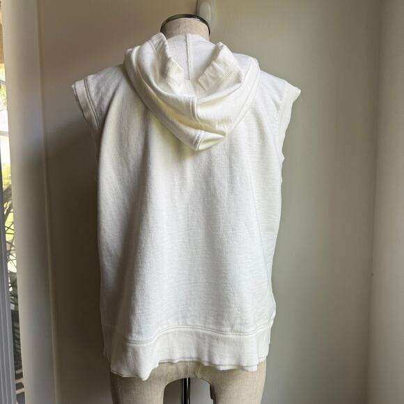 Norma Kamali White Sleeveless Zip Hoodie Vest Size L - Picture 4 of 6
